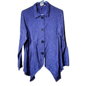 Mill Valley Clothing Purple Striped Cotton Linen Blend Textured Hobo Top Sz S